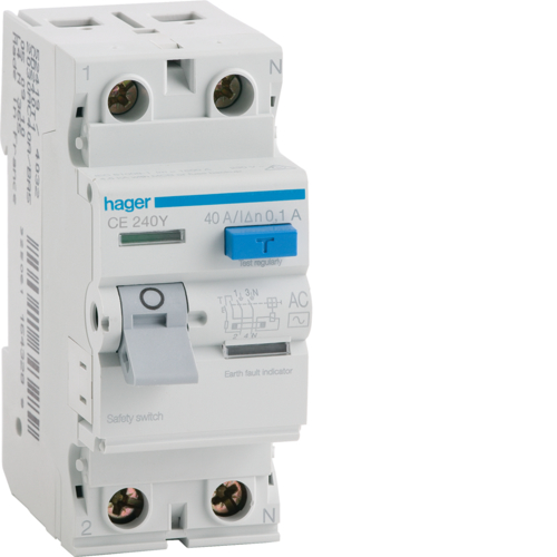 Hager CE240Y — RCCB 2P 40A 100mA AC