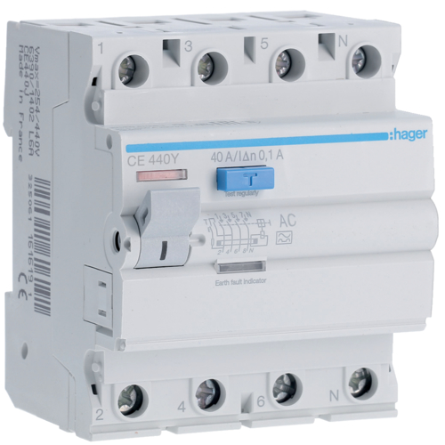 Hager CE440Y — RCCB 4P 40A 100mA AC