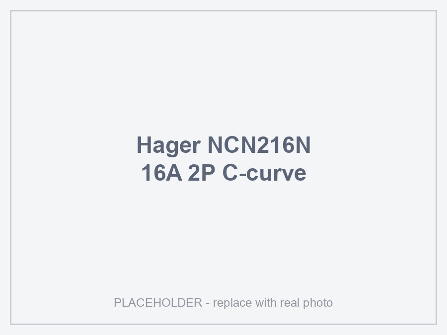 Hager NCN216N — MCB 2P 10kA C-16A 2M