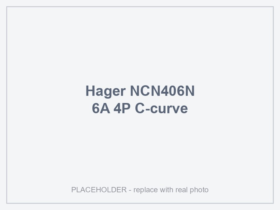 Hager NCN406N — MCB 4P 10kA C-6A 4M
